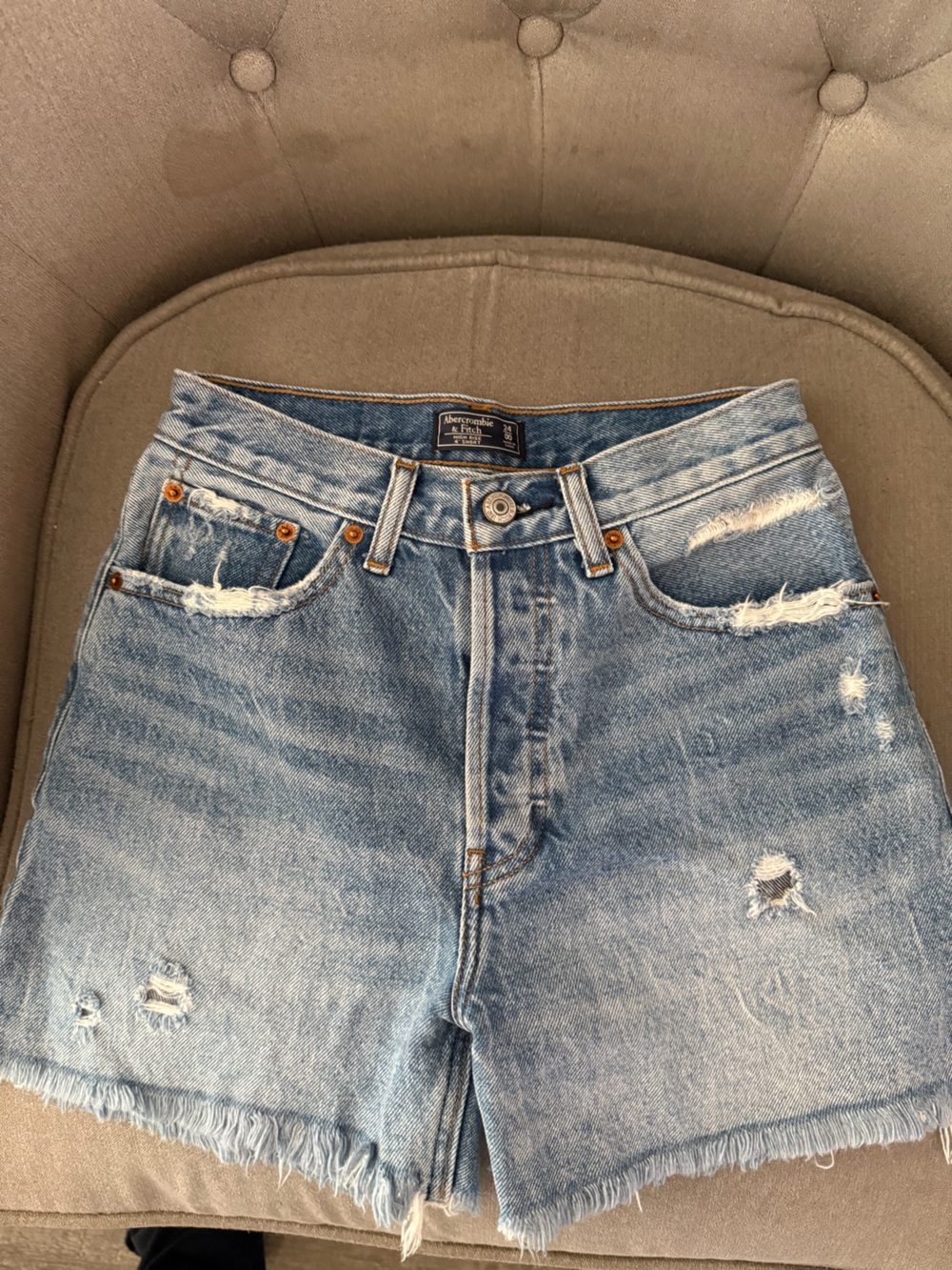 Abercrombie & Fitch Light Blue Distressed Boyfriend Jeans